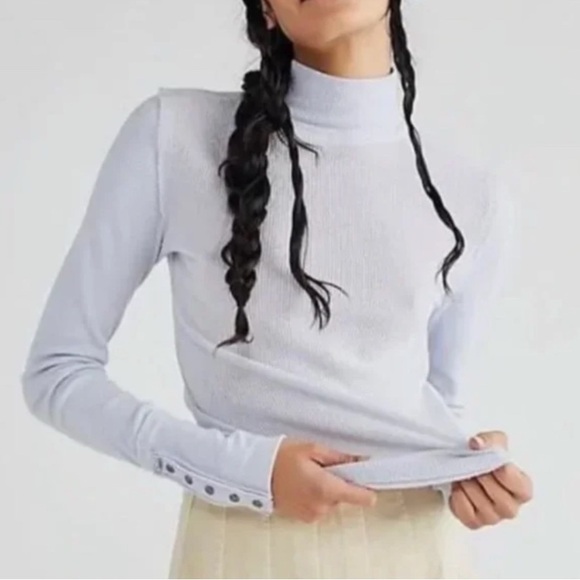 WE THE FREE Free People Women’s Jojo long sleeve thermal Light Blue Knit Medium - Picture 8 of 8